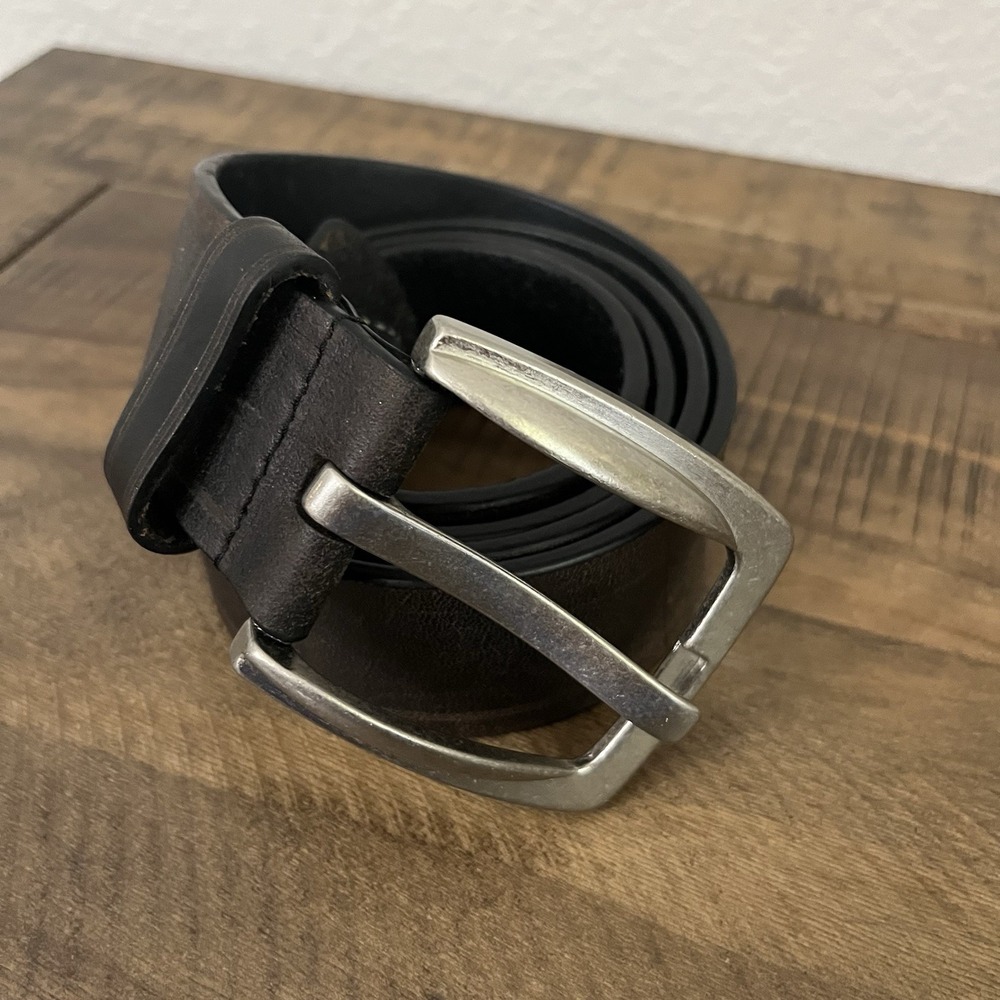 J Campbell Italian Leather Belt Size‎ 40 Mens Western Style Square Buckle - Picture 2 of 7